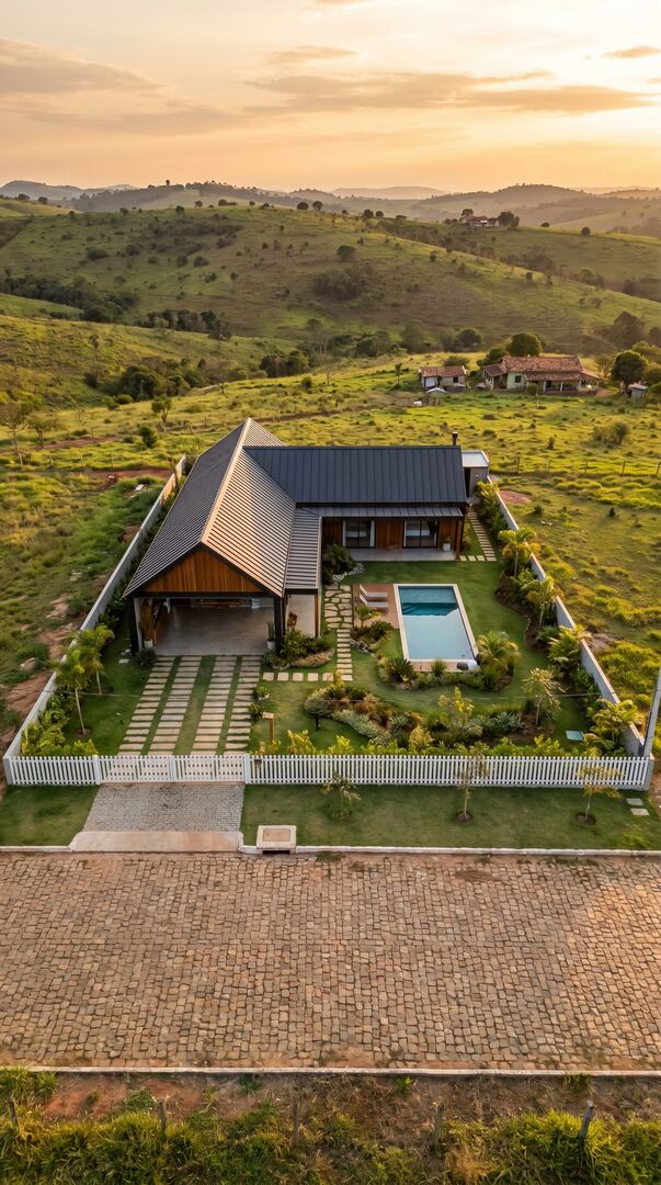 Casa ilustrativa com piscina