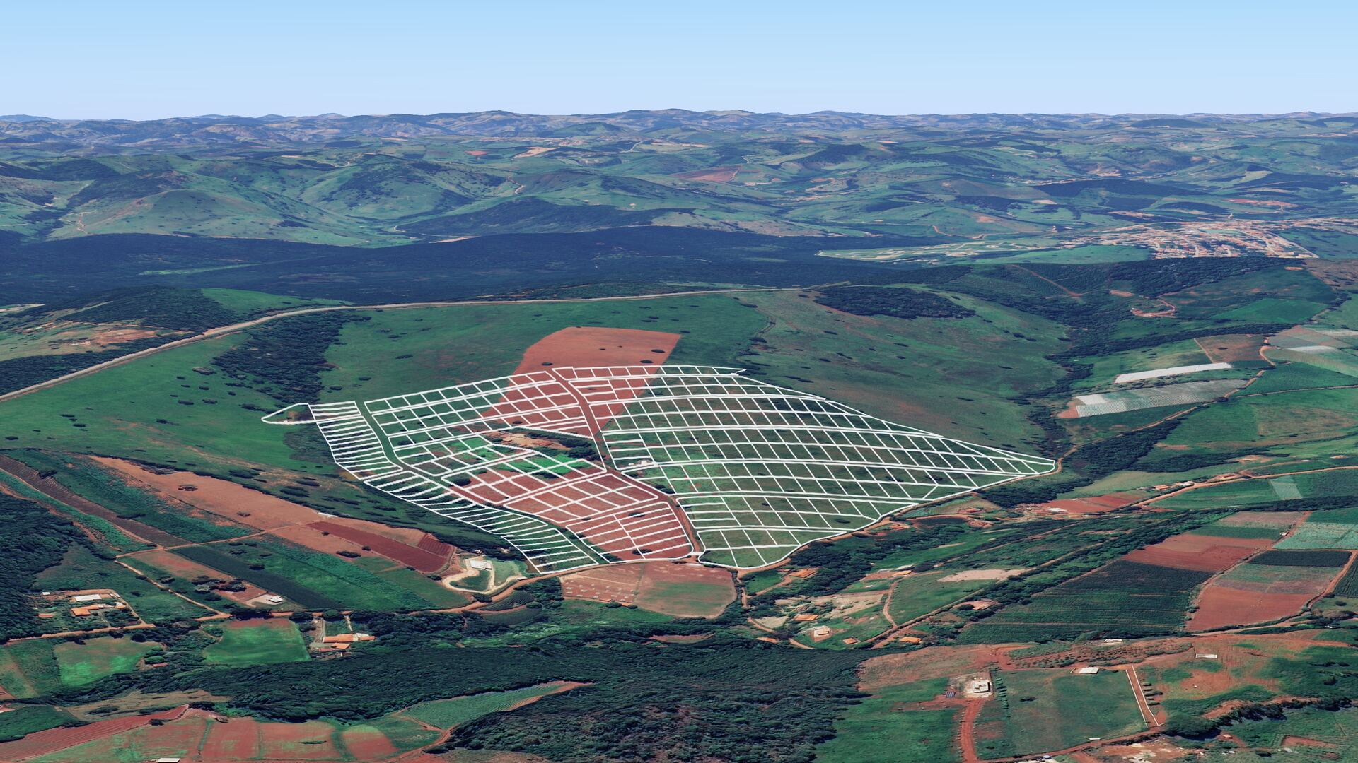 Vista aérea do loteamento Fazenda Três Barras